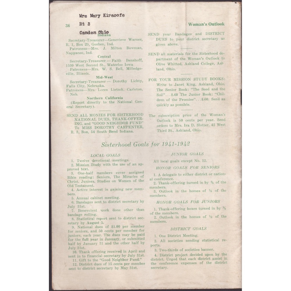 Vintage Woman's Outlook Magazine December 1941 Brethren Church Christmas Issue - Picture 2 of 3